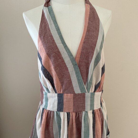 American Eagle Babydoll Halter Dress Size M Striped Empire Waist Beachy Boho - Picture 3 of 13